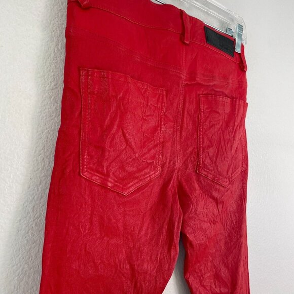 Zadig and Voltaire Womens 36 Small Phlame Pants Crinkled Lamb Leather in Red - Picture 12 of 14